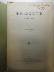 
10 K 195 : Horazkritik seit 1880 (1906)