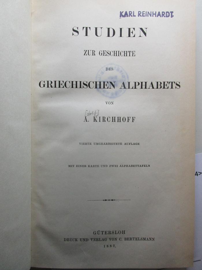 
10 K 17&lt;4&gt; : Studien zur Geschichte des griechischen Alphabets (1887)