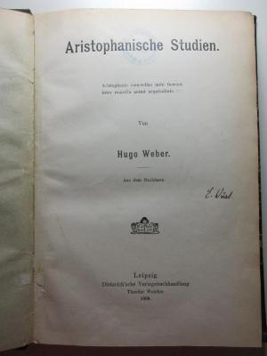 
10 K 57 : Aristophanische Studien : aus dem Nachlasse (1908)