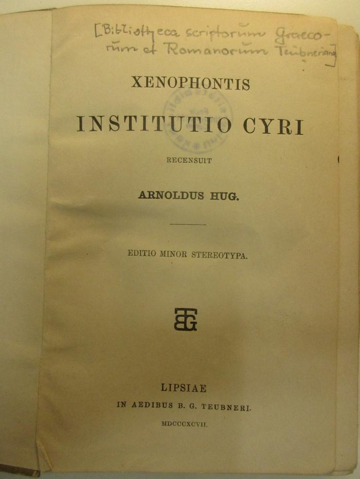 
10 K 411&lt;*&gt; : Institutio Cyri (1897)