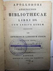 
10 K 446&lt;*&gt; : Bibliothecae libri 3 : cum index rerum (1832)