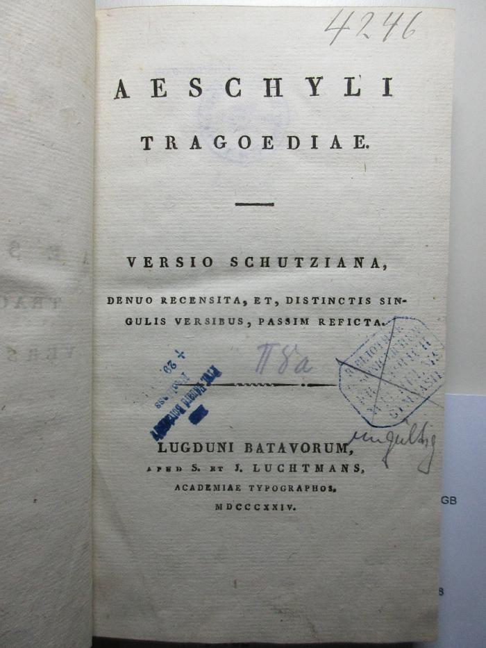 
10 K 44 : Tragoediae : denuo recensita, et, distinctis singulis versibus, passim reficta : Versio Schutziana (1824)
