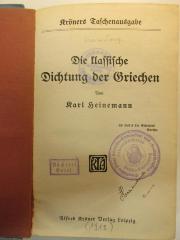 
10 K 378 : Die klassische Dichtung der Griechen (1912)