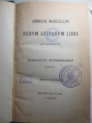 10 K 437 : Ammiani Marcellini rerum gestarum libri qui supersunt (1871)