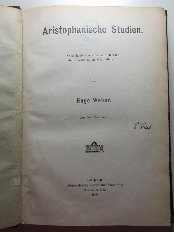 
10 K 57 : Aristophanische Studien : aus dem Nachlasse (1908)