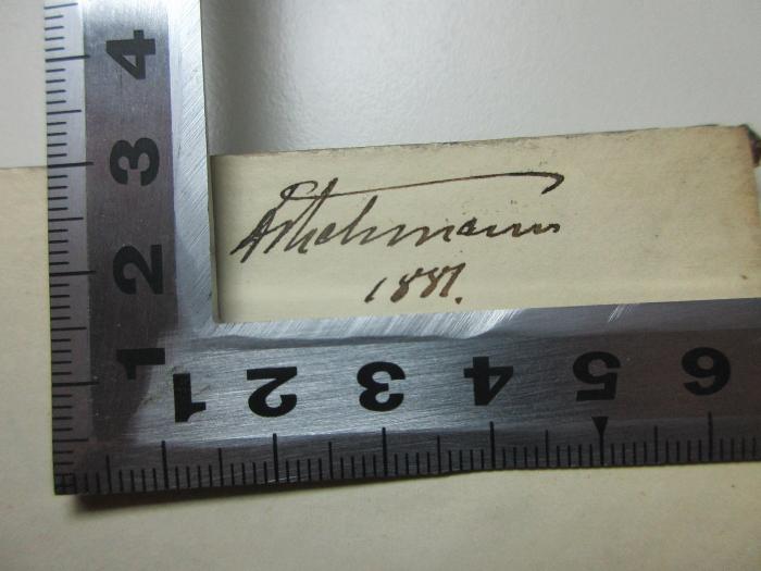 -, Von Hand: Autogramm, Datum; '[?] [?]ehmann[?]
1881.'