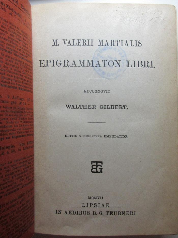 
10 K 482&lt;*&gt; : M. Valerii Martialis epigrammaton libri (1907)