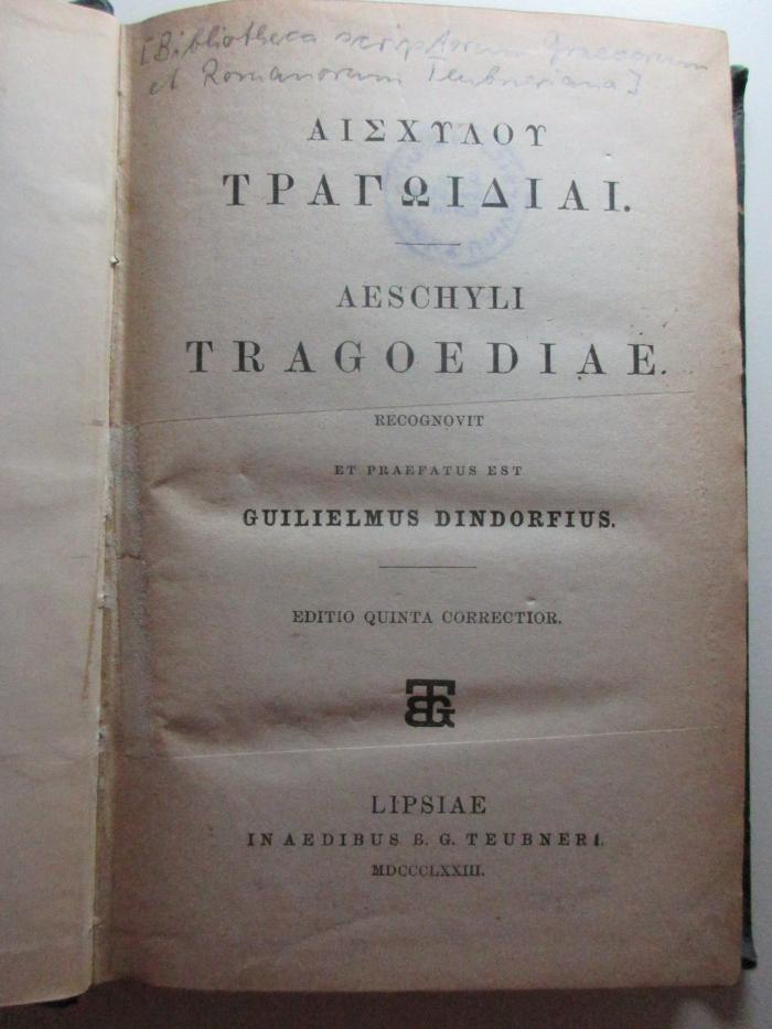 10 K 470&lt;5&gt; : Tragoediae (1873)
