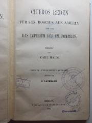 10 K 474&lt;10&gt;-1 : Reden für Sex. Roscius aus Ameria und über das Imperium des Cn. Pompeius (1886)