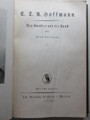
10 L 366 : E. T. A. Hoffmann : der Künstler und die Kunst (1926)