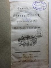 10 L 102 : Grundsätze zur Theaterkritik über Einsicht, Sprache und Spiel in Menschenhaß und Reue (1790)