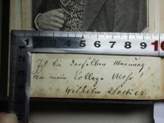 - (Hocker, Anton Heinrich Wilhelm Andreas), Von Hand: Annotation, Autogramm; 'Ich bin derselben Meinung,
[wie] mein [Kollege] Mohr[?]!
Wilhelm Hocker.'. 