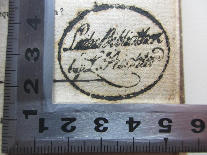 -, Stempel: Name; 'L[?] Biblioth[?]
bey[?] L. [?]ichter[?]';10 L 104 : Fragmente über Recensenten-Unfug : eine Beylage zu der Jenaer Literaturzeitung (1797)