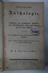 26A.000022 : Rabbinnische Anthologie oder Sammlung von Erzählungen, Sprichwörter, Weisheitsregeln, Lehren und Meinungen der alten Hebräer. (1834)
