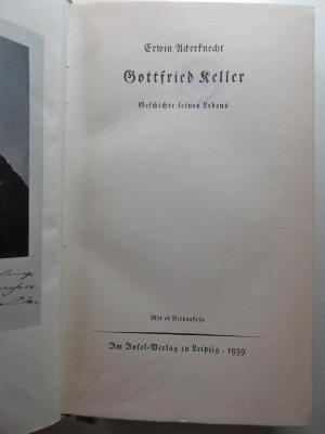 10 L 396 : Gottfried Keller : Geschichte seines Lebens (1939)