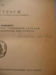 - (Ramshorn, C.), Von Hand: Name, Autogramm, Berufsangabe/Titel/Branche; 'C. Ramshorn. stud. theol.'. 