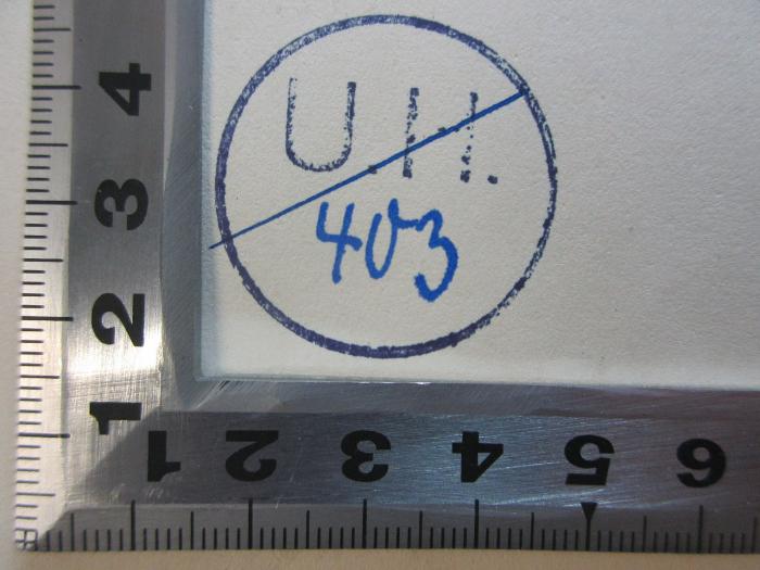 
1 L 15-1 : August Wilhelm von Schlegels Vorlesungen über dramatische Kunst und Literatur (1923);-, Stempel: Initiale, Nummer; 'U.H.
403[handschriftlich]'