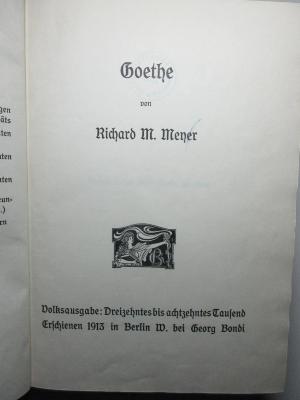 
1 L 116&lt;13&gt; : Goethe (1913)