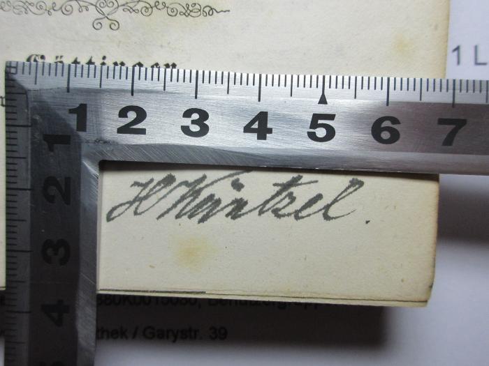 - (Küntzel, H.), Von Hand: Autogramm; 'H. Küntzel'. ;1 L 103-1 : Gottfried August Bürger's sämmtliche Werke (1844)