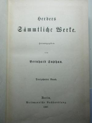 1 L 141-13 : Herders sämmtliche Werke (1887)