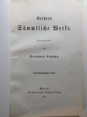 
1 L 141-33 : Herders sämmtliche Werke : 33. (1913)