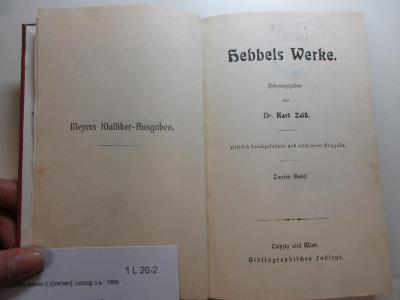 1 L 20-3 : Hebbels Werke (1900)