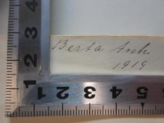 - (Asch, Berta), Von Hand: Autogramm, Datum; 'Berta Asch[?]
1919'. 