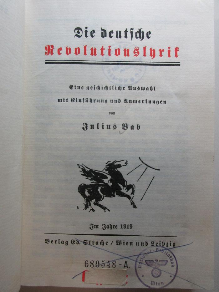 10 L 438 : Die deutsche Revolutionslyrik : eine geschichtliche Auswahl (1919)