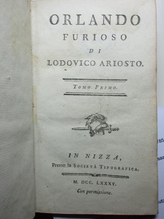1 N 54-1 : Orlando furioso (1785)