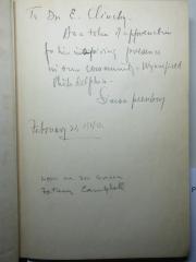 - (Greenberg, Simon;Clinchy, Everett Ross), Von Hand: Autogramm, Name, Datum, Widmung; 'To Dr. E. Clinchy.
As a token of appreciation
for his inspiring presence
in our community-Wynnefield
Philadelphia.
Simon Greenberg
February [x], 1940.'. 