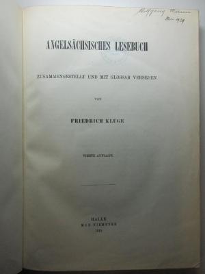 
10 M 24&lt;4&gt; : Angelsächsisches Lesebuch (1915)