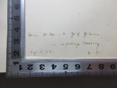 - (Gutmann, Josef;Zucker, Hans), Von Hand: Autogramm, Name, Initiale, Datum, Widmung; 'Herrn St. Dr. i. R. Josef Gutmann
in aufrichtiger Verehrung
August 32.     D. V.'. 
