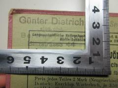 - (Dietrich, Günter), Stempel: Name, Ortsangabe; 'Günter Dietrich
stud. phil.
Berlin-Pankow
Binzstrasse 44'. 