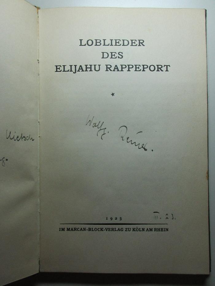 1 P 182 : Loblieder (1923)