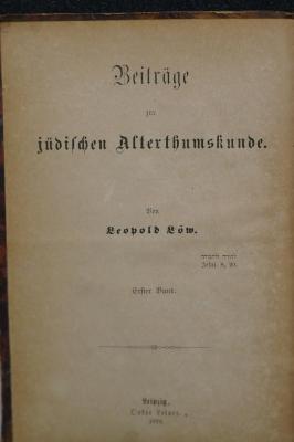 26A.000028 : Beiträge zur Jüdischen Alterthumskunde, Bd. 1: Graphische Requisiten und Erzeugnisse bei den Juden (1870)