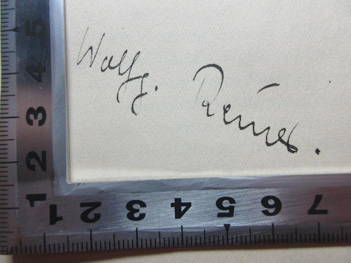 1 P 182 : Loblieder (1923);- (Reiner, Wolfgang), Von Hand: Autogramm; 'Wolfg. Reiner.'. 