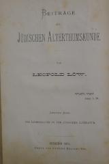 26A.000023 : Beiträge zur Jüdischen Alterthumskunde, Bd. 2: Die Lebensalter in der jüdischen Literatur : von physiologischem, rechts-, sitten- und religionsgeschichtlichem Standpunkte betrachtet (1875)