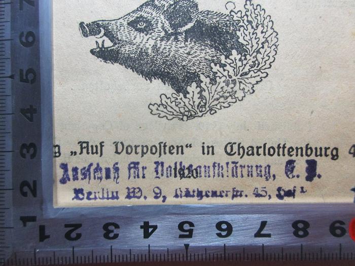 1 P 149&lt;4&gt; : Die Geheimnisse der Weisen von Zion (1920);- (Ausschuß für Volksaufklärung;Reichsministerium für Volksaufklärung und Propaganda), Stempel: Name, Ortsangabe; 'Ausschuß für Volksaufklärung,
Berlin W. 9, Köthener Str 45,'. 