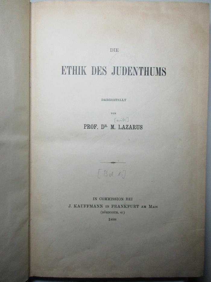 1 P 202-1 : Die Ethik des Judenthums (1898)