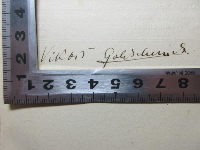 1 P 197&lt;2&gt;-1 : Am Scheidewege. 1 (1913);- (Goldschmidt, Viktor (1)), Von Hand: Autogramm; 'Viktor Goldschmidt'. 