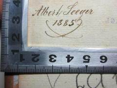 - (Seeger, Albert), Von Hand: Autogramm, Datum; 'Albert Seeger
1885'. 
