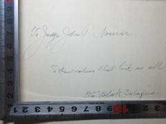 - (Block Schapiro, Etta), Von Hand: Name, Motto, Autogramm, Widmung; 'To Judge John P. Nourse
To the values that link us all
Etta Block Schapiro.'. 