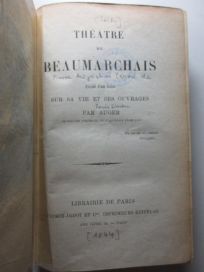 10 N 260 : Théátre de Beaumarchais (1844)