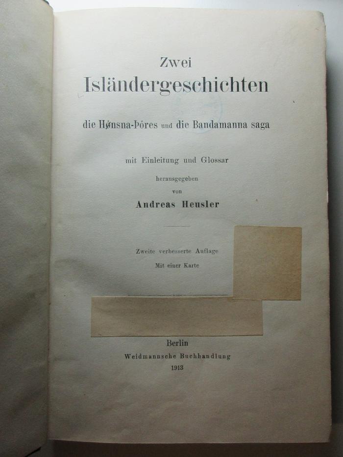 
10 Q 3&lt;2&gt; : Zwei Isländergeschichten : die Honsna-Pores und die Bandamanna saga (1913)