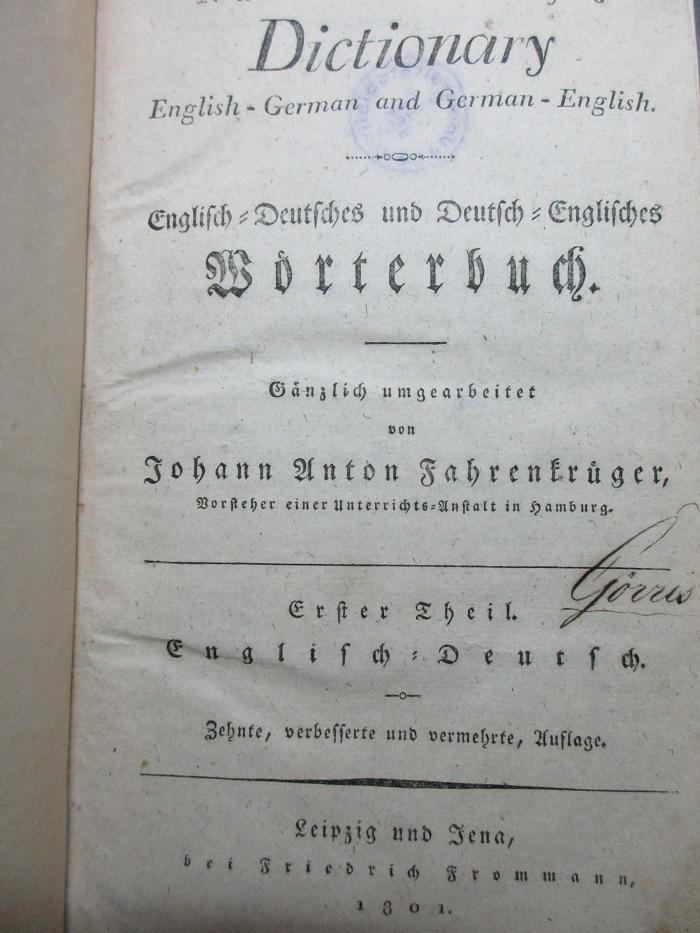 
10 M 280&lt;10&gt;-1 : Englisch - deutsch (1801)