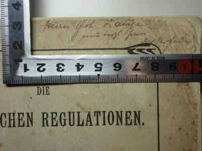- (Driesch, Hans;Langen, Joh.), Von Hand: Name, Autor, Widmung; 'Herrn Joh. Lange[?]
mit herzl. Gruss
der Verfasser'. ;10 S 52 : Die organischen Regulationen : Vorbereitungen zu einer Theorie des Lebens (1901)