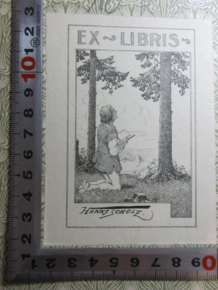 
10 R 59&lt;3&gt; : Merck's Index : Abgeschlossen Ende Mai 1910 (1910);- (Scholz, Hanns), Etikett: Exlibris, Name, Abbildung; 'Ex Libris
Hanns Scholz.'. 