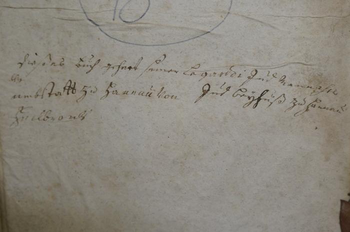 Asch7016 : ספר שערי דורא תנקרא איסור והיתר  (1724);- (Umbstatt, Mosheh;Kassualie, Logardoi), Von Hand: Name, Ortsangabe, Widmung; 'Dieses Buch gehert Senore Logardoi Jud Manasse
[...] umbstatt zu Hannau von Jud Breyfuß zu Hannau'. 
