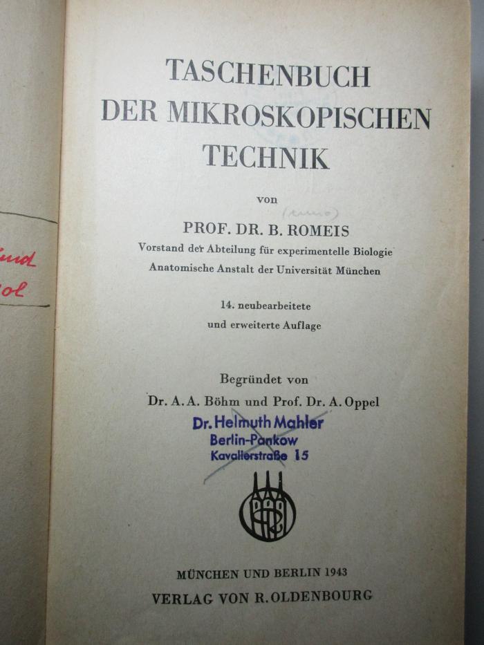 
10 S 81&lt;14&gt; : Taschenbuch der mikroskopischen Technik (1943)
