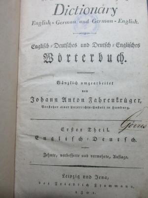
10 M 280&lt;10&gt;-1 : Englisch - deutsch (1801)